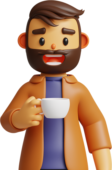 3D Man Drinking Coffee